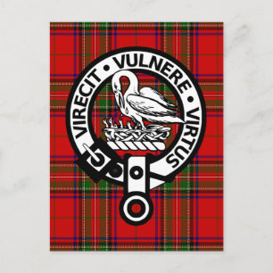 Scottish Clan Stuart Tartan und Wappen Postkarte