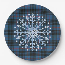 Scottish Clan Tartan MacKay Blue Christmas Pappteller