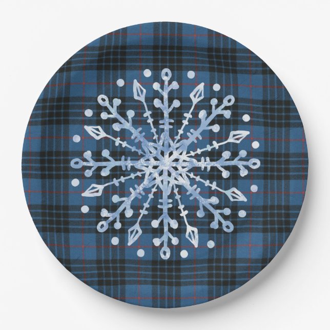 Scottish Clan Tartan MacKay Blue Christmas Pappteller (Vorderseite)