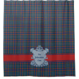 Scottish Clan Tartan Plaid, Name and Crest Duschvorhang