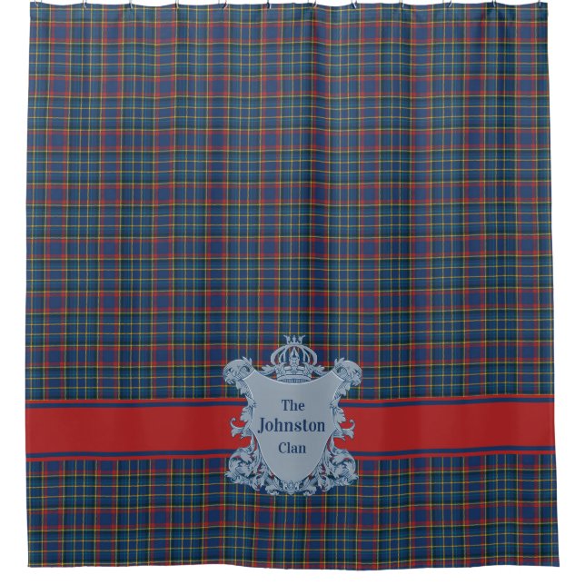 Scottish Clan Tartan Plaid, Name and Crest Duschvorhang (Vorderseite)