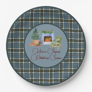 Scottish Clan Tartan Thompson Blue Christmas Pappteller