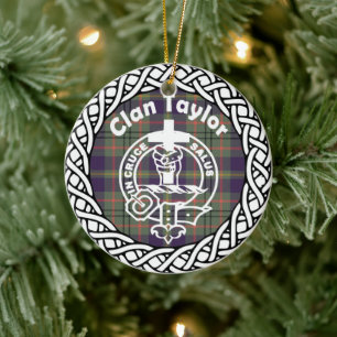 Scottish Clan Taylor Tartan und Wappen Keramik Ornament