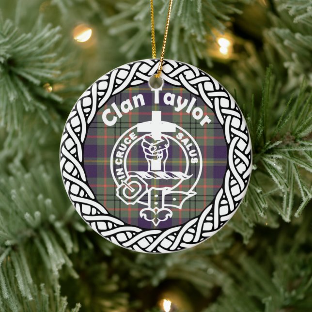 Scottish Clan Taylor Tartan und Wappen Keramik Ornament (Baum)