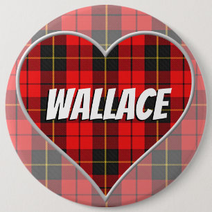 Scottish Clan Wallace Liebe Tartan Heart Button