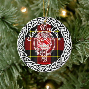 Scottish Clan Wallace Tartan and Crest Keramik Ornament