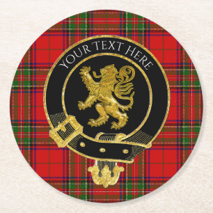 Scottish Clan Wappen Rampart Tartan Runder Pappuntersetzer