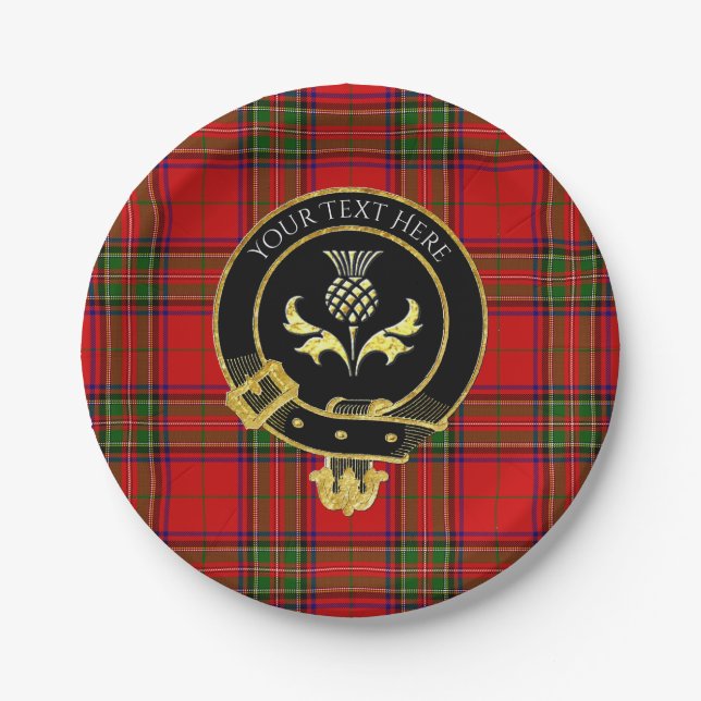Scottish Clan Wappen Thistle Tartan Pappteller (Vorderseite)