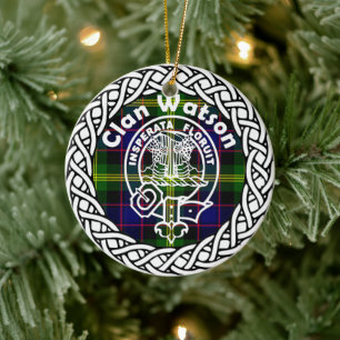 Scottish Clan Watson Tartan and Crest Keramik Ornament