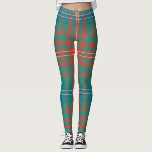 Scottish Clan Wilson Tartan Green Blue Kariert Leggings