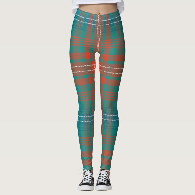 Scottish Clan Wilson Tartan Green Blue Kariert Leggings (Vorderseite)