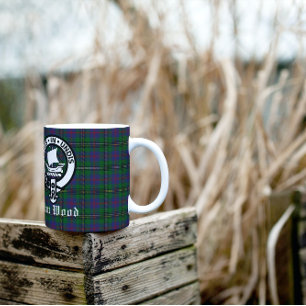 Scottish Clan Wood Wappen & Tartan Kaffeetasse