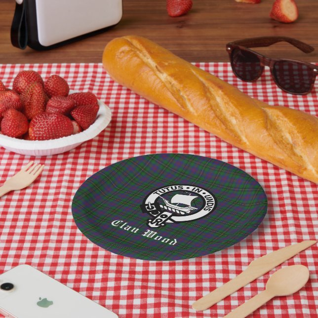 Scottish Clan Wood Wappen & Tartan Pappteller (Picknick)
