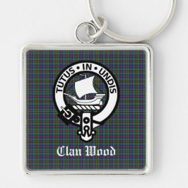 Scottish Clan Wood Wappen & Tartan Schlüsselanhänger