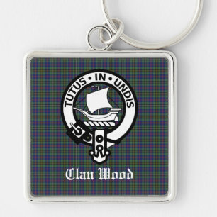 Scottish Clan Wood Wappen & Tartan Schlüsselanhänger