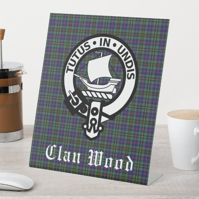 Scottish Clan Wood Wappen & Tartan Sockelschild (In Situ)