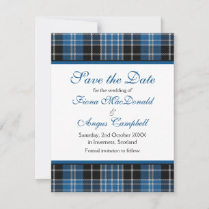 Scottish Clark Tartan Wedding Save the Date Card