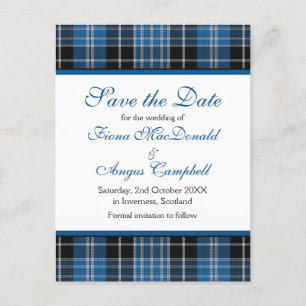 Scottish Clarke Clark Tartan Wedding Save the Date Ankündigungspostkarte