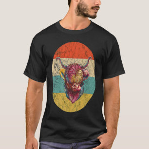 Scottish Cow Vintag Retro Scottish Highland Cow F T-Shirt