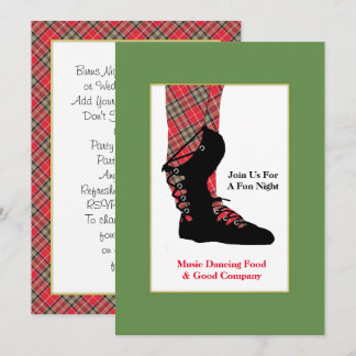Scottish Dancing Feet Tartan Peraonalized Party Einladung