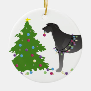 Scottish Deerhound Christmas Design Keramik Ornament