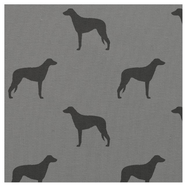 Scottish Deerhound Dog Silhouetten Gemustert Stoff (Nahaufnahme)