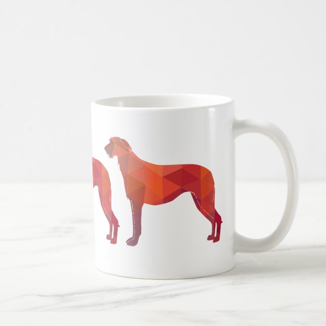 Scottish Deerhound Geometric Pattern Silhouette Kaffeetasse (Rechts)