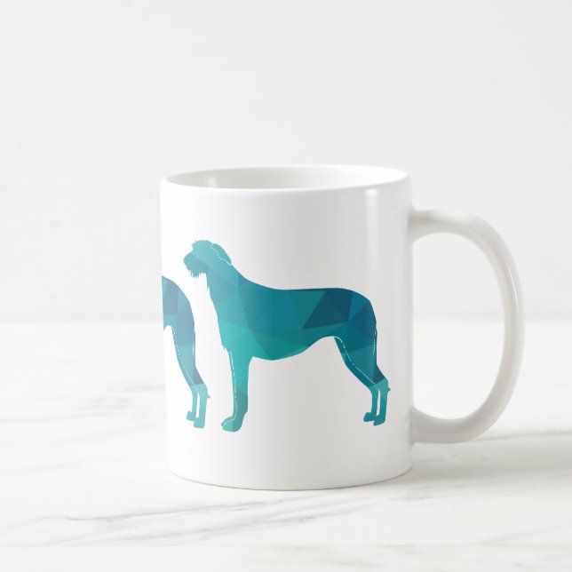Scottish Deerhound Geometric Pattern Silhouette Kaffeetasse (Rechts)