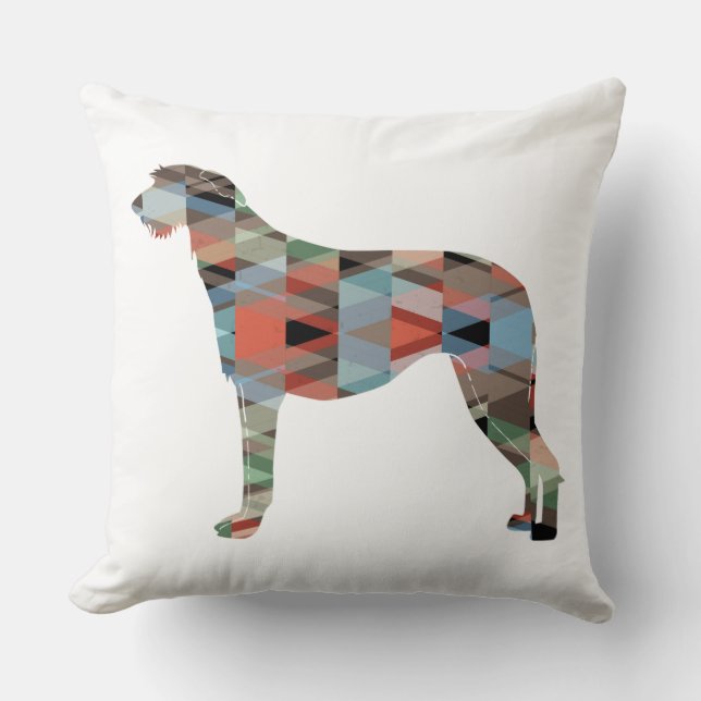 Scottish Deerhound Geometric Pattern Silhouette Kissen (Vorderseite)