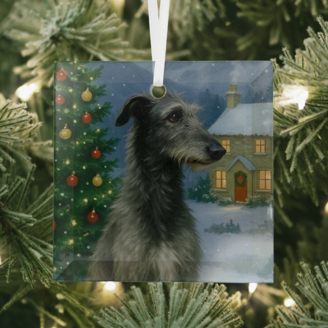 Scottish Deerhound Holiday  Ornament Aus Glas (Insitu)