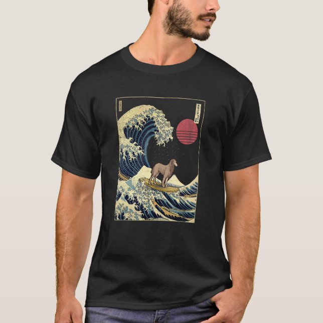 Scottish Deerhound Japanese Kanagawa Wave Funny Su T-Shirt (Vorderseite)