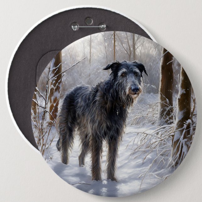 Scottish Deerhound Let It Snow Christmas Button (Vorne & Hinten)