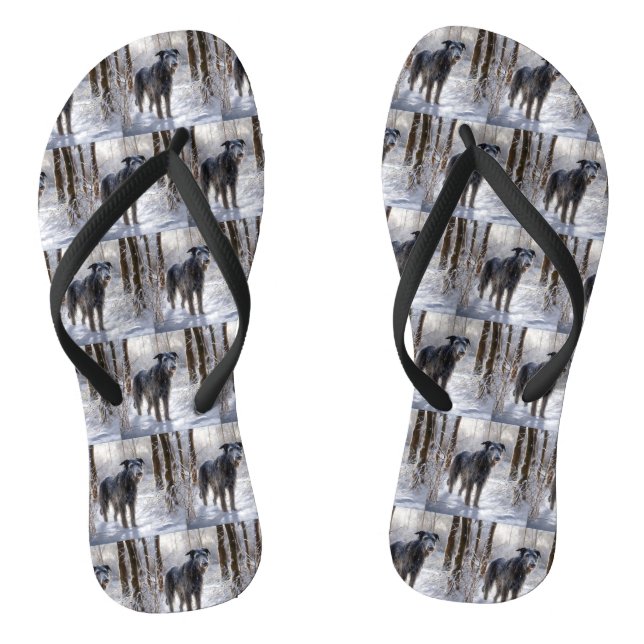Scottish Deerhound Let It Snow Christmas Flip Flops (Fußbett)