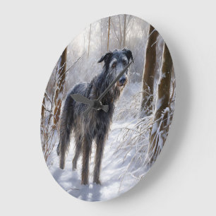 Scottish Deerhound Let It Snow Christmas Große Wanduhr