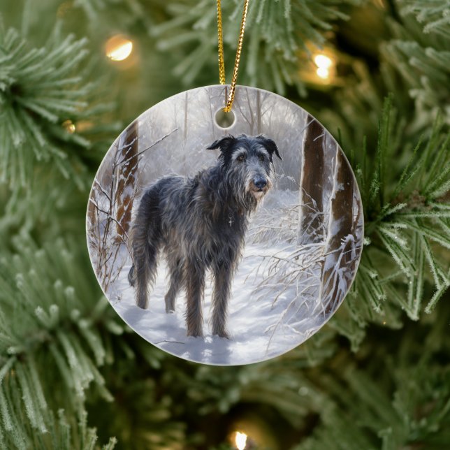 Scottish Deerhound Let It Snow Christmas Keramik Ornament (Baum)