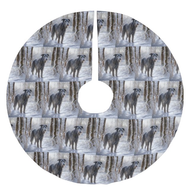 Scottish Deerhound Let It Snow Christmas Polyester Weihnachtsbaumdecke (Vorderseite)