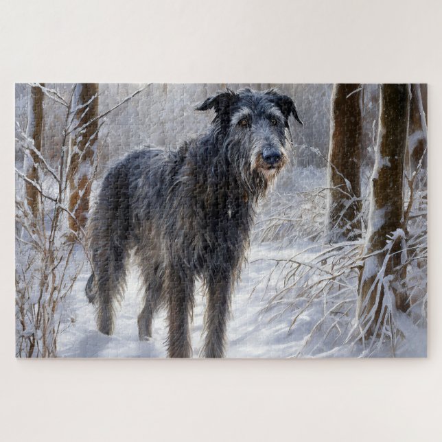 Scottish Deerhound Let It Snow Christmas Puzzle (Horizontal)