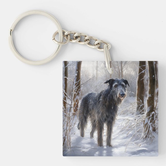 Scottish Deerhound Let It Snow Christmas Schlüsselanhänger (Vorderseite)