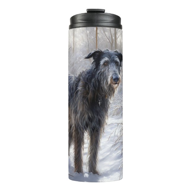 Scottish Deerhound Let It Snow Christmas Thermosbecher (Vorderseite)