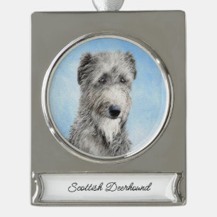 Scottish Deerhound Painting - Niedlich Original Do Banner-Ornament Silber