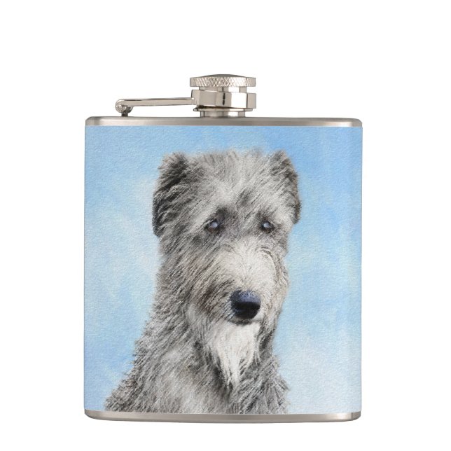 Scottish Deerhound Painting - Niedlich Original Do Flachmann (Vorderseite)