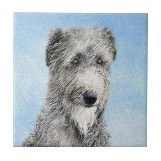 Scottish Deerhound Painting - Niedlich Original Do Fliese (Vorderseite)