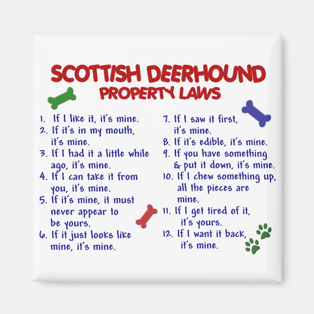 SCOTTISH DEERHOUND Property Laws 2 Magnet (Vorne)