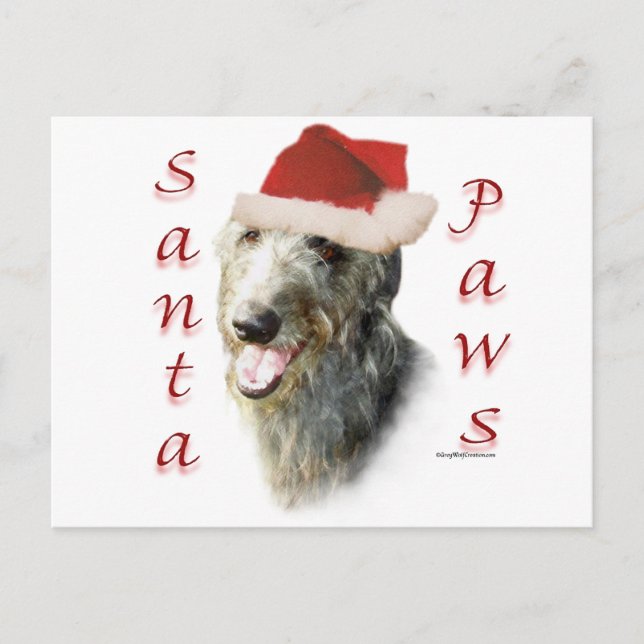 Scottish Deerhound Santa Paws Feiertagspostkarte (Vorderseite)