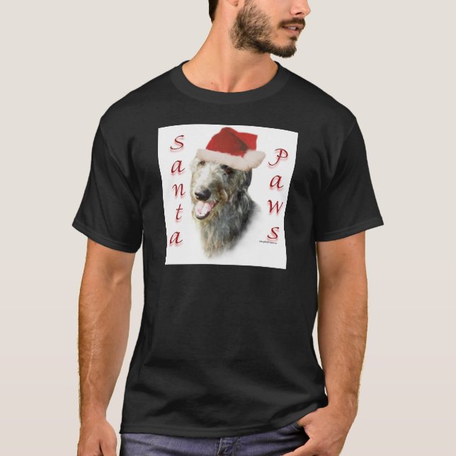 Scottish Deerhound Santa Paws T-Shirt (Vorderseite)