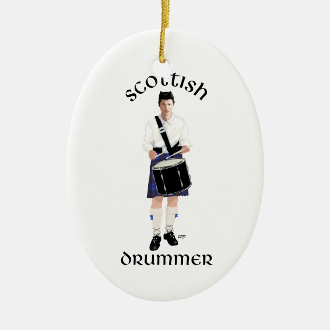 Scottish Drummer - Blue Kilt Keramikornament (Vorne)
