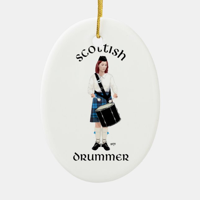 Scottish Drummer - Blue Kilt Keramikornament (Vorne)
