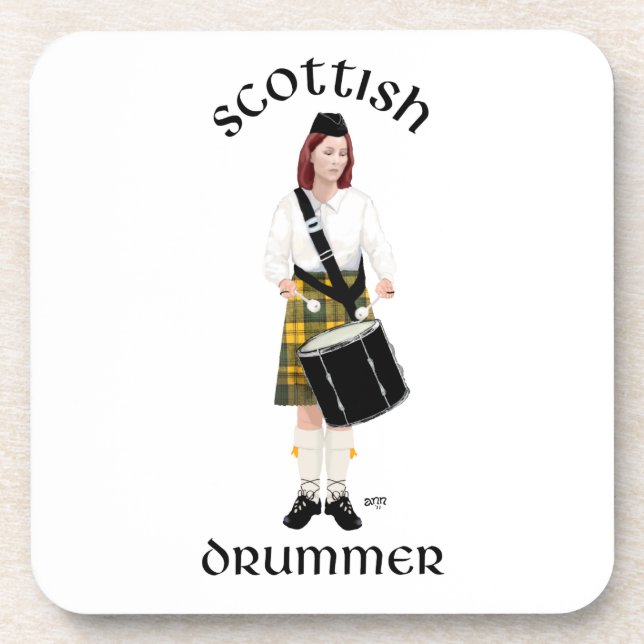 Scottish Drummer - Gelber Kilt Untersetzer (Vorderseite)