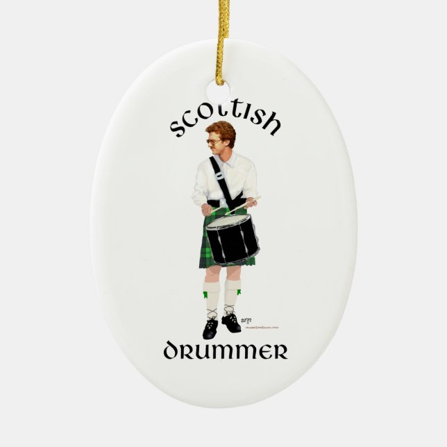Scottish Drummer - Green Kilt Keramikornament (Vorne)