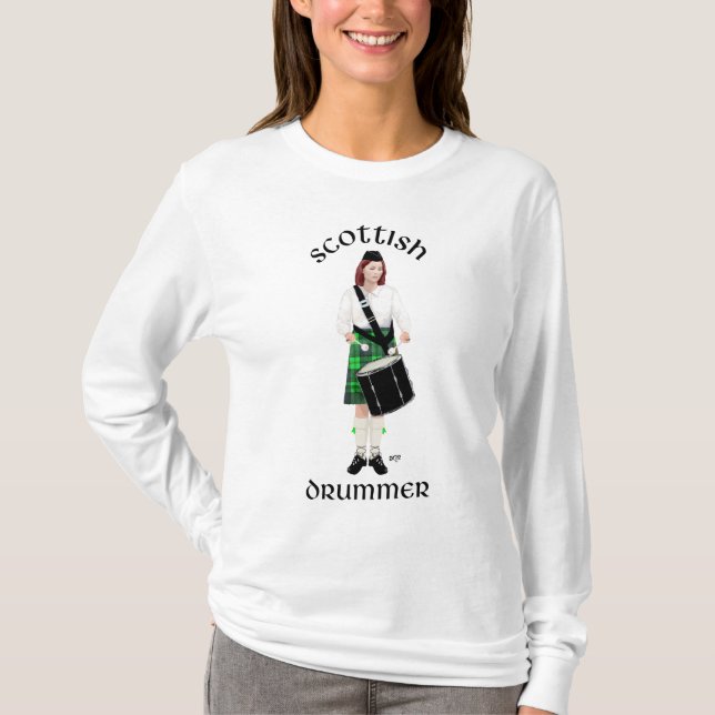 Scottish Drummer - Green Kilt T-Shirt (Vorderseite)
